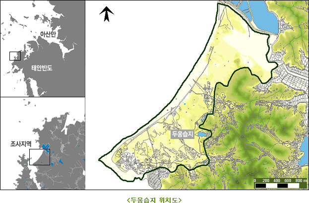 두웅습지 위치도